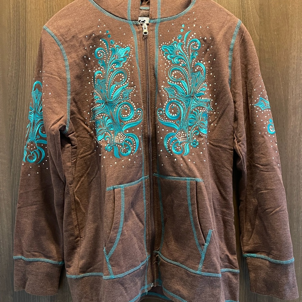Back in the Saddle Rodeo Floral Embroidered Hoodie - NWOT - Picture 2 of 5